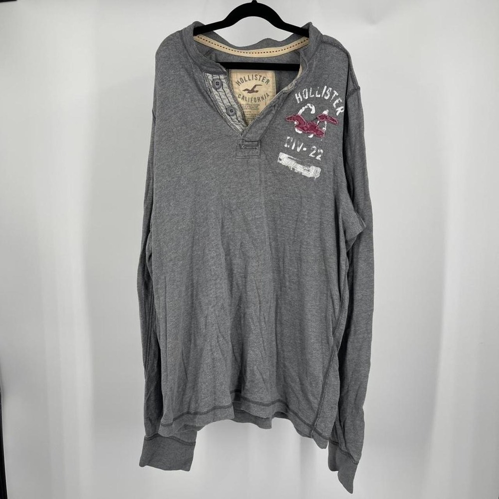 Y2K Hollister Grunge Henley Shirt 2010s Men's XL Skate Surf Preppy Casual Cotton